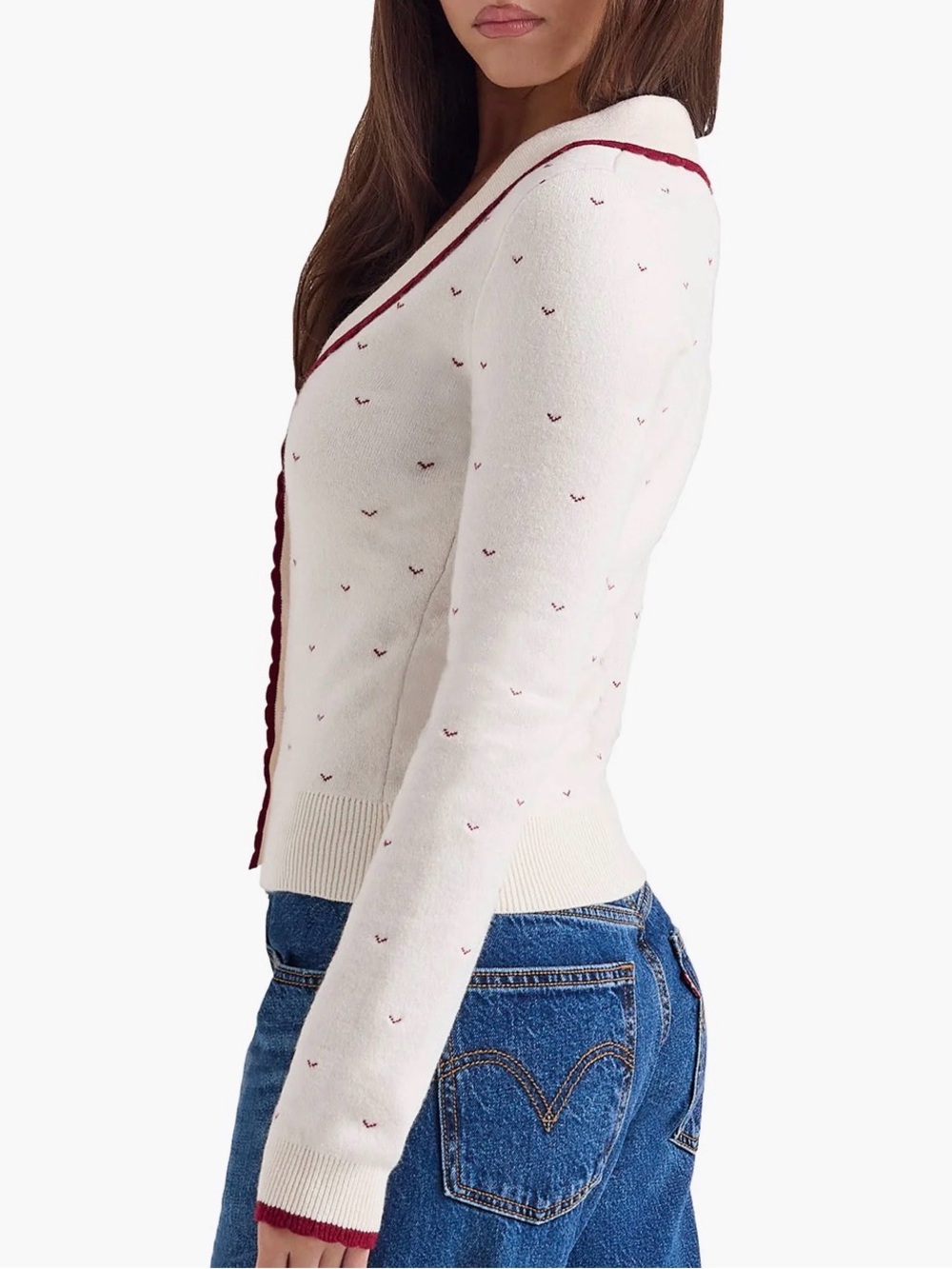 House of CB Cream Cardigan: Marla Ivory Cashmere Blend Trimmed Size Medium - Picture 3 of 13